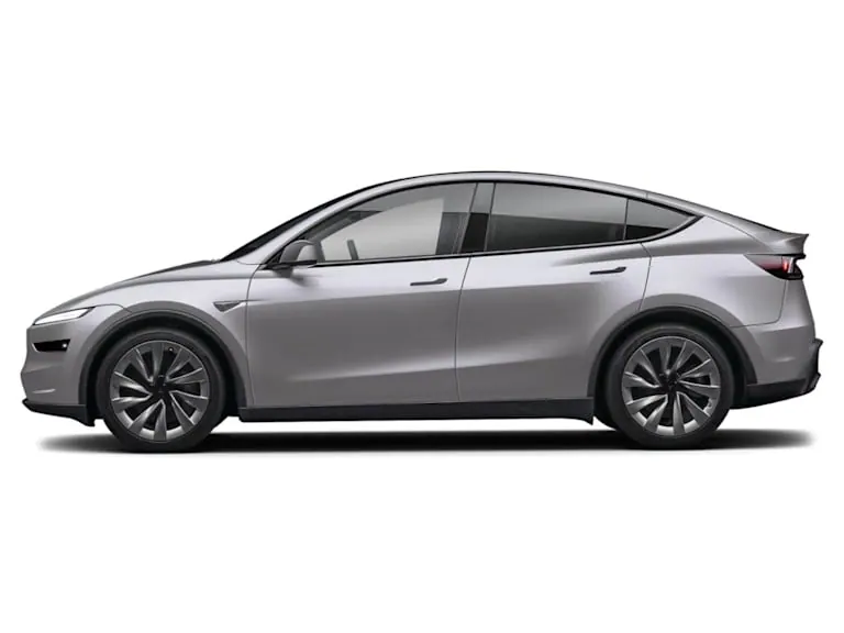Tesla Model Y Premium Long Range RWD — Perfil lateral · jantes Crossflow de 19 polegadas